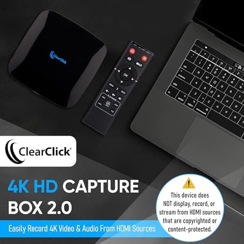 ClearClick 4K HD Video Capture Box 2.0 (Second Generation) - Record Audio and Video from 4K HDMI Sources [Content-Protected Sources Not Supported] - Saves onto USB Flash Drive or MicroSD Card