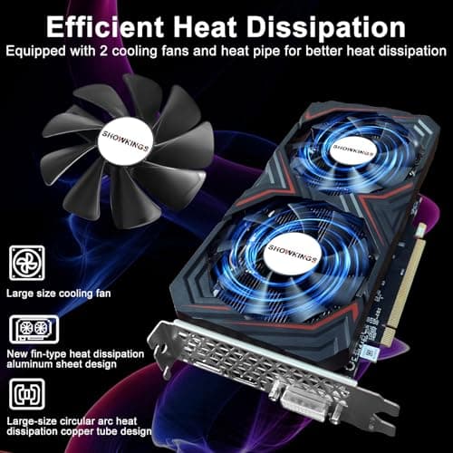 Radeon RX 580 8GB Graphics Card, 256Bit 2048SP GDDR5 AMD Video Card for Pc Gaming, DP HDMI DVI-Output, PCI Express 3.0 with Dual Fan for Office and Gaming