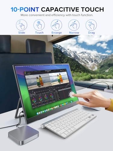 UPERFECT 2K 144Hz Portable Monitor Touchscreen 18" 2560x1600 QHD 100% DCI-P3 Laptop Monitor FreeSync HDR Gaming Monitor w/VESA & Stand 180°Adjustable, Slim Frameless Second Monitor for PC Phone