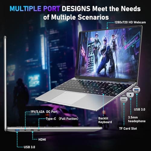 Gaming Laptop,15.6 Inch Laptop Computer,16GB RAM 1TB SSD,AMD Ryzen 5 7430U (up to 4.3Ghz,Beat 5700U),AMD Radeon Graphics,15.6”FHD 1920 * 1080 Display,WiFi 5,BT5.0,Backlit Keyboard