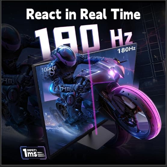 Gaming Monitor 27 inch 180hz 1ms | Fast IPS Screen 1080p Monitor|2 x HDMI 2.0 &1 x Display Port 1.4 | Support Freesync and Wall Mount | 108% sRGB with HDR 10