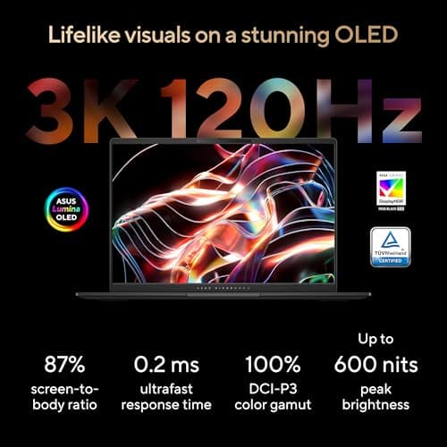 ASUS Vivobook S 14 OLED Slim Laptop, AMD Ryzen AI 9 365(10 Cores), 24GB, 512GB SSD, Customizable RGB Keyboard, Neutral Black, M5406WA-DS76