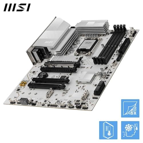 MSI PRO Z890-S WiFi White Motherboard, ATX - Supports Intel Core Ultra Processors (Series 2), LGA 1851 - DDR5 Memory Boost (8600+ MT/s OC), PCIe 5.0 x16 & 4.0 x16, M.2 Gen5, Wi-Fi 7, 2.5G LAN