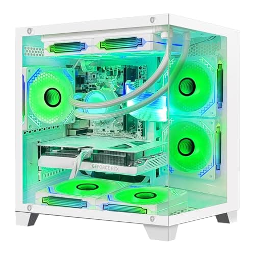 Panorama Gaming PC Desktop Computer - AMD Ryzen 7 5700G 3.8 GHz, RTX 4060 8GB, 32GB DDR4 RAM 3200, 1TB M.2 PCIE + 1TB SATA SSD, 650W PSU, 240mm AIO, Windows 11 Pro 64-bit, White