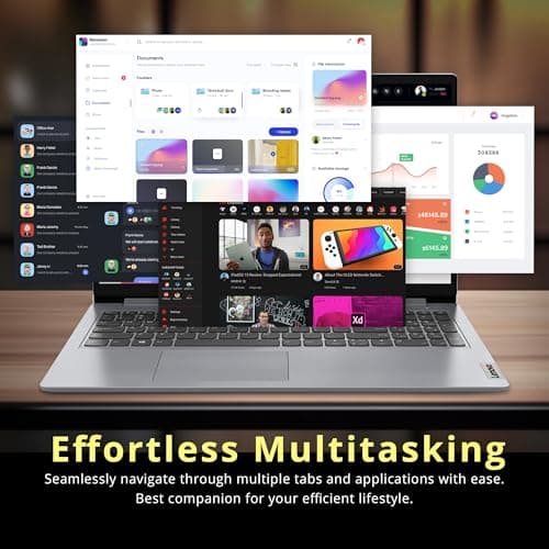 Lenovo Ideapad 1 15.6" HD Anti-Glare Laptop, Intel Celeron N4500, 8GB RAM, 416GB Storage(256GB SSD+160GB Docking Station Set), Intel UHD Graphics, Num Pad, Webcam, Win 11s, Grey