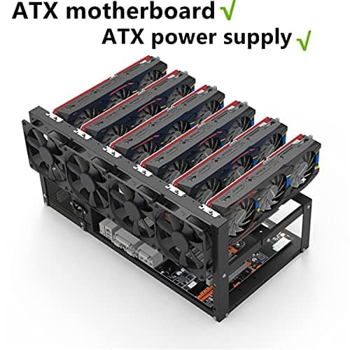 8GPU Mining Rig Frame, Steel Open Air Miner Mining Computer Frame Rig Case for Crypto Coin Currency Bitcoin ETH ETC ZEC Mining Accessories Tools - Frame Only, Fans & GPU is not Included