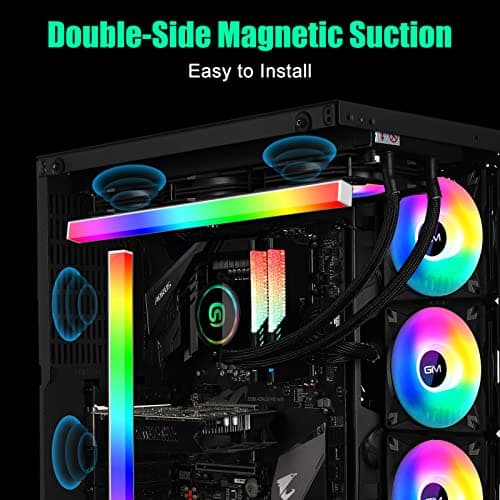 GIM KB-14 RGB PC Light Strip for Gaming Case, Magnetic Addressable LED PC Strip Kit, 5V ARGB 3Pin Header for Asus Aura, Asrock LED, Gigabyte RGB Fusion, MSI Mystic Light- 0.98ft