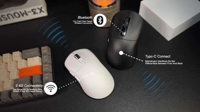 ATTACK SHARK X3 Lightweight Wireless Gaming Mouse, 49g Tri-Mode Bluetooth/2.4G/USB-C Wired Mouse, PAW3395 26K DPI Sensor, 200h Battery Life, Programmable Buttons, Griptape for PC/Laptop/Mac