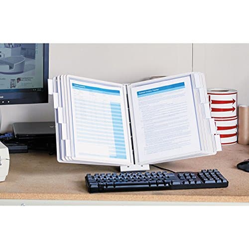 Durable Desktop Reference System with 10 Double-Sided Panels - Letter-Size 8.5" x 11" Inches - Gray SHERPA Design - Desk Reference Organizer
