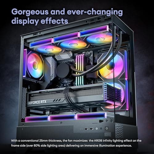 6 Pack RGB Fans, Infinity Mirror, Cable Connector 3 Pin 5V Addressable RGB Fans with Controller (Not Daisy Chain), PWM PC Fan 1800 RPM, 52.4 CFM, Infinity Series