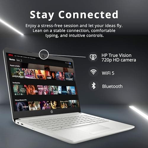 HP Stream 14" HD BrightView Laptop, Intel Celeron N4120 Processor, 16GB RAM, 64GB SSD, Intel UHD Graphics, 720p Webcam, WiFi, HDMI, Win 11 S, Silver (Renewed)