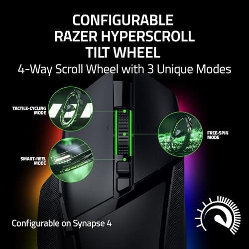 Razer Basilisk V3 Pro 35K Wireless Gaming Mouse: HyperScroll Tilt Wheel - 35K DPI Optical Sensor Gen 2-13 Customizable Controls - Chroma RGB - Optical Switches Gen 3 - Up to 140 Hr Battery - Black