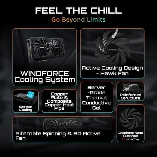 GIGABYTE GeForce RTX 5060 Ti WINDFORCE OC 8G Graphics Card, 8GB 128-bit GDDR7, PCIe 5.0, WINDFORCE Cooling System, GV-N506TWF2OC-8GD Video Card