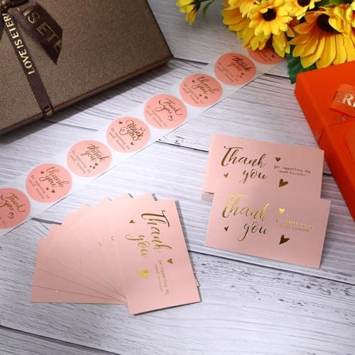 600 Pcs Thank You Cards Small Business, Thank You for Supporting My Small Business Stickers, Stickers for Your Order Retail Store Packaging Essentials Pink