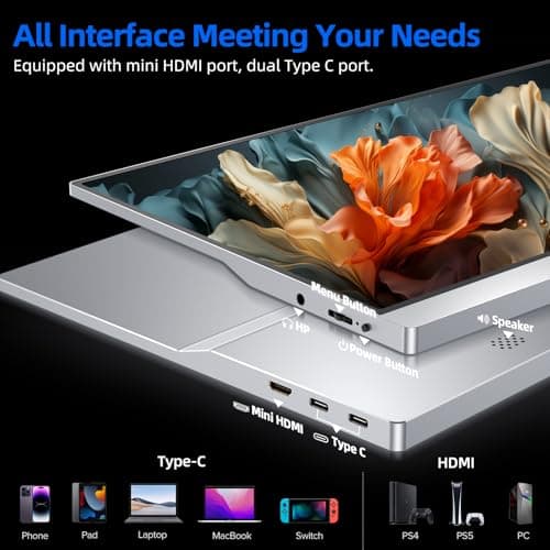 UPERFECT Portable Monitor 4K, 15.6'' Silvery 3840x2160 UHD HDR USB-C Monitor, 100% AdobeRGB, 400cd/㎡Brightness, IPS FreeSync Speaker Travel Extra Screen for Laptop, Type-C HDMI, VESA & Smart Case