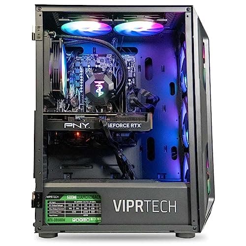 ViprTech Overlord 2.0 Liquid-Cooled PC - AMD Ryzen 7 5700X (4.6Ghz Turbo), RTX 4070 Super 12GB, 32GB DDR4 3200, 2TB NVMe SSD, 800W Gold PSU, VR-Ready, WiFi BT, Win 11, Gaming Desktop Computer