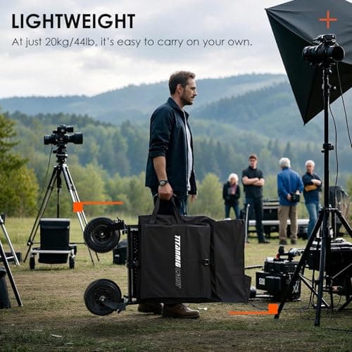 TARION Video Production Camera Cart: Foldable Cart for Photographer Quick Release with 360° Swivel Wheels for Film Studio Stage Lighting Storage Digital Tech Cart Payload up to 440lb Titanrig Cart
