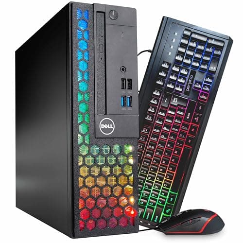 Dell 3060 RGB PC Computer | Windows 11 Pro | Ultra Fast Intel i5-8500 | 16GB DDR4 RAM + 5000GB SSD | New 24" Monitor | 5G WiFi + BT (Renewed)