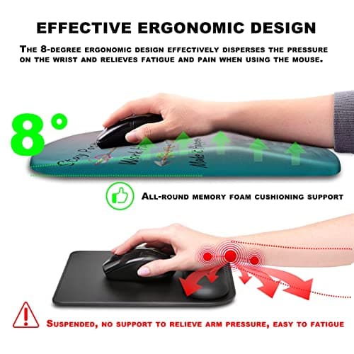 Mouse Pad Wrist Support, Ergonomic Mouse Pad with Massage Dot, Comfortable Computer Mouse Pad for Laptop, Wrist Rest Pain Relief Mousepad with Non-Slip PU Base for Office & Home, 12 x 8 in