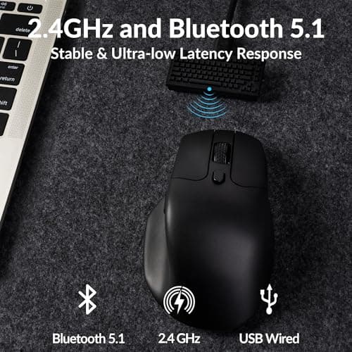 Keychron M6 4000 Hz Wireless Bluetooth 5.1/2.4 GHz/Wired Optical Mouse, Lightweight 78g Programmable PixArt 3395 Sensor with up to 26K DPI/ 650 IPS for Windows Mac Linux - Black