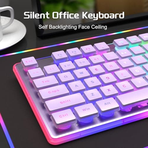 Camiysn Gaming Keyboard and Mouse, Purple 104 Keys RGB and 6 Speed RGB Mouse Combo, Pudding Keycaps Silent Computer Keyboard for Computer/PC/Laptop/Mac/Windows/Office