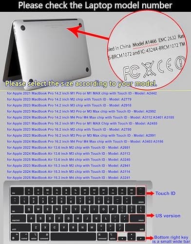 XSKN Ableton Live Shortcuts US Version Keyboard Silicone Skin Cover Fits for Apple Since 2021 Released MacBook Air MacBook Pro 13.6 15.3 14.2 16.2 Inch with M1 M2 M3 M4 Chip and Touch ID