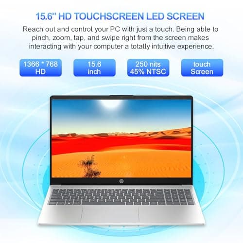 HP 15.6" Touchscreen Laptop Computer, Intel i3-1215U(Up to 4.4GHz), Intel UHD Graphics, 16 GB RAM, 1 TB SSD, Long Battery Life, Wi-Fi 6E, Copilot, Windows 11 Pro & Office Pro Lifetime License