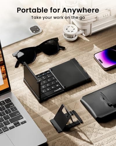 ProtoArc Foldable Keyboard with Touchpad, XK01 TP Folding Portable Keyboard, Full Size Keys, Large Trackpad Bluetooth Travel Keyboards for iPad Laptop PC Tablets -Black