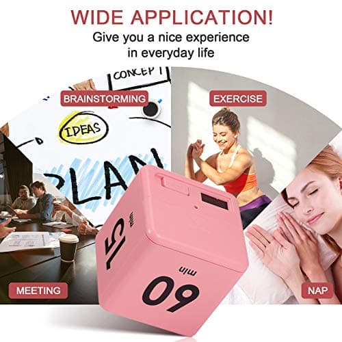 Weewooday Cube Timer Productivity Flip Timer for ADHD Block Gravity Sensor Kitchen Desk Study Time Countdown Learning Management Workout Classroom Gift 15 20 30 60 Minutes 2.6 Inch(Pink)