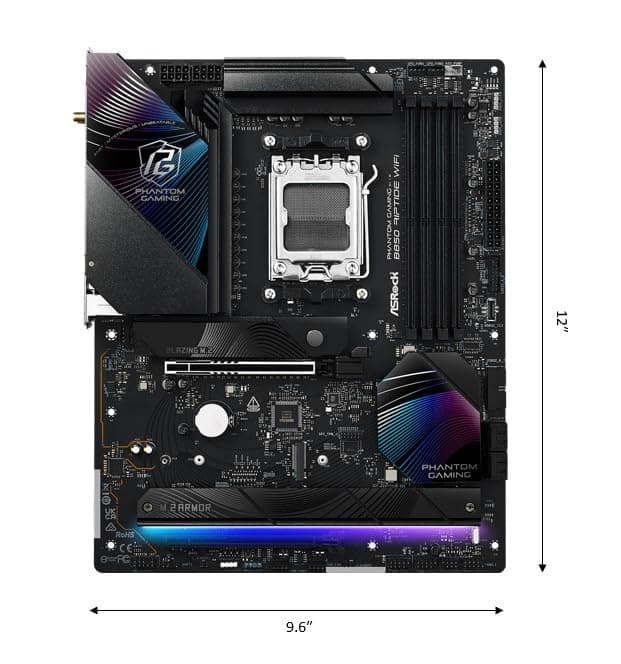 ASRock AMD B850 Phantom Gaming Riptide WiFi 7 Socket AM5 Ryzen 9000/8000/7000 Series DDR5 8000+ (OC) MHz 256GB ATX Motherboard M.2 SATA3 6.0 Gb/s PCIe 5.0