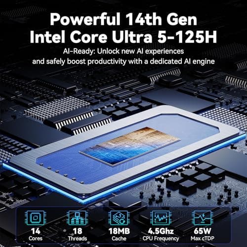 GEEKOM IT1 Mega AI Mini PC with Dual LAN,Intel Core Ultra 5 125H (14C/18T,Up to 4.5Ghz),32GB DDR5 5600 RAM 1TB M.2 NVMe SSD Mini Computer,ARC GPU Mini Desktop/AI NPU/WiFi 7/BT5.4/8K/USB4.0/Windows 11