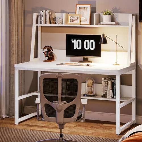 Tribesigns Computer Desk with Hutch, 47 inches Home Office Desk with Space Saving Design with Bookshelf for Small Spaces