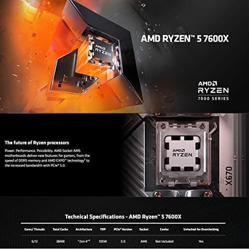 INLAND MSI PRO B650-P WiFi Motherboard with AMD Ryzen 5 7600X 6-Core Desktop Processor (AMD AM5, ATX, DDR5, PCIe 4.0)