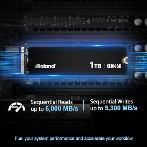 INLAND QN460 SSD 1TB Gen4 NVMe M.2 Internal Gaming Solid State Drive, Up to 6,000MB/s, Storage and Memory for Laptop & PC Desktop
