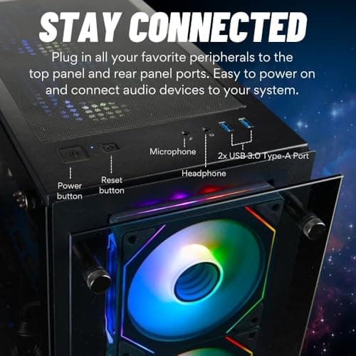 Stratos Micro Gaming Desktop PC - NVD RTX 5090, AMD Ryzen 7 9800X3D, 64GB DDR5 RAM, 2TB NVMe SSD, WiFi, Windows 11 Pro - Gamer Computer
