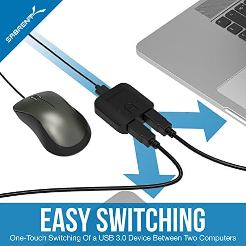 SABRENT USB 3.0 Sharing Switch for Multiple Computers and Peripherals LED Device Indicators (USB-SW30) Black