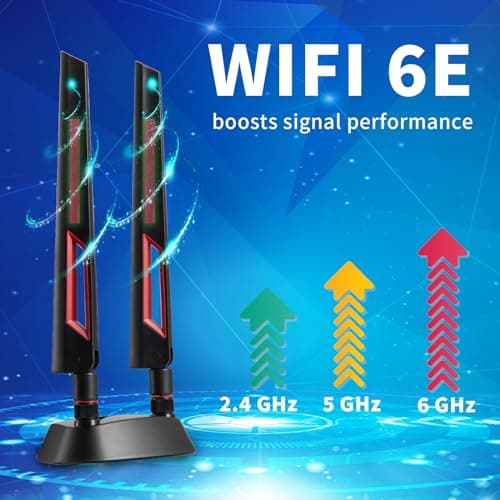 9dBi WiFi 6 6E Tri-Band 2.4GHz + 5 GHz + 6GHz Magnetic Base Gaming Antenna for WiFi 6 6E Router PC Desktop Computer PCI-E Card Bluetooth Gaming Motherboard