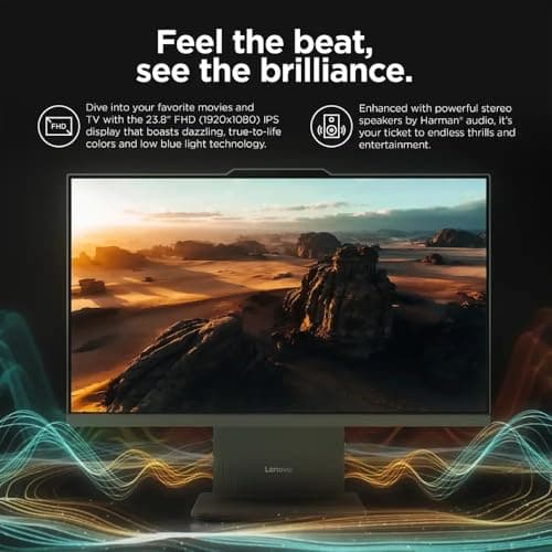 Lenovo ThinkCentre All-in-One Business Computer, 23.8" FHD Display, Intel 6-Core Processor, 16GB DDR5 RAM, 512GB PCIe SSD, Wi-Fi 6, HDMI, USB-C, Webcam, Windows 11 Pro