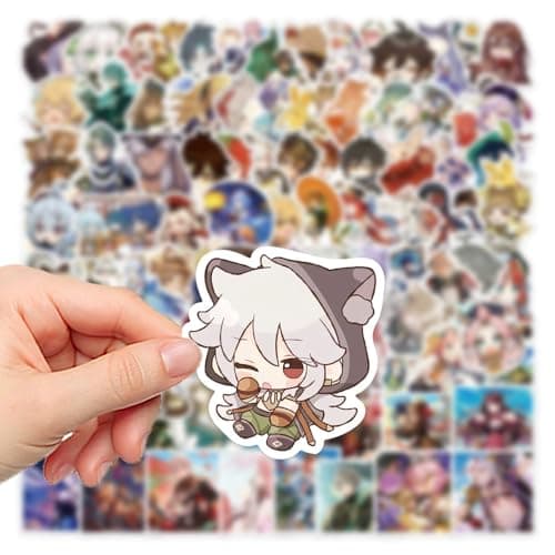 [100 PCS] QYZHIZ Cute Genshin Impact Sticker, Colourful Stickers, Game Sticker for Fans, Waterproof Stickers for Laptop, Water Bottle, Computer, Skate, Phone, Bike, Guitar.