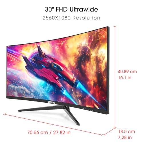 Sceptre New Curved 30-inch Gaming Monitor 200+Hz Build-in Speakers 2560 x 1080p HDMI x2 DP x2 2025