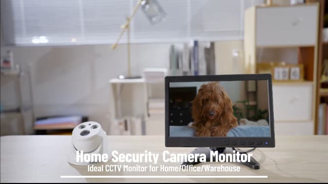 10.1 inch Monitor, 1024x600 LCD IPS Monitor 10 inch Security CCTV Display with HDMI, VGA, BNC, RCA Interfaces for Home, Office, Warehouse Surveillance