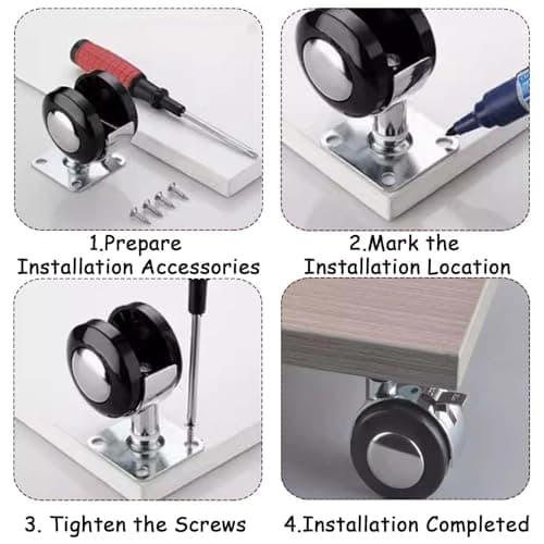 4 Pcs Swivel Castor Wheel,2 Inch Heavy Duty Plate Caster Wheel,Furniture Alloy Decorative Wheels,360 Degree Silence Rotating,Small Shelf,Bookcases Replacement Casters Wheels