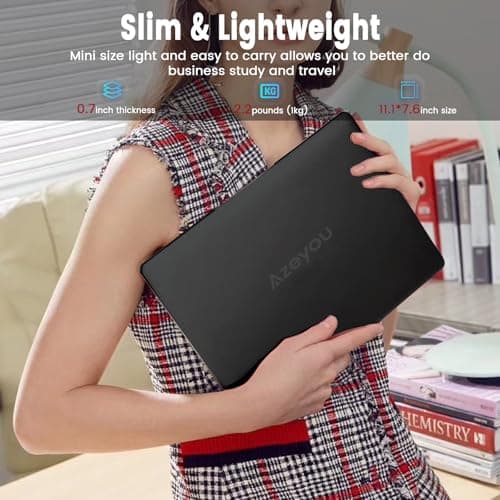 Azeyou 11.6” Laptop HD Display, Student Laptop Computer 4GB DDR4 RAM, 128GB SSD, OS 11 Pro Laptops, WiFi, BT4.2, USB3.0, Type_C 4000mAh Battery (Black)