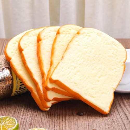 5 Pcs Simulation Artificial Bread Fake Bread Realistic Food Model for Kitchen Home Party Halloween Decoration (Toast)