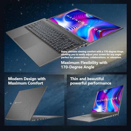 Machenike 17.3’’ Laptop, Intel Processor, 16GB DDR5 RAM, 512GB SSD, Backlit Keyboard, Large-Screen with 120Hz Refresh Rate, Perfect for Work, School, and Streaming, Windows 11 Home, Modern Grey