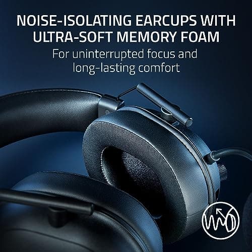 Razer BlackShark V2 HyperSpeed Wireless Gaming Headset: 280g Lightweight - THX Spatial Audio - Bendable Mic - 50mm Drivers - 2.4GHz, Bluetooth or USB - 70 Hr Battery w/USB Type C Charging - Black