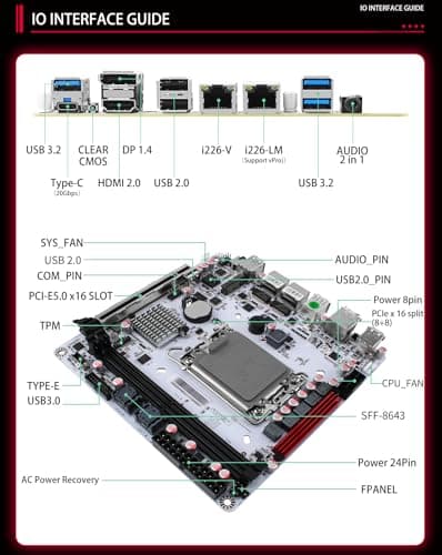 Q670 Pro 8-Bay Mini-ITX NAS Motherboard: LGA1700 for 12th/13th/14th Gen Intel CPUs, 8 SATA 3.0, 3 M.2 NVMe, 2.5G vPro NIC, Dual DDR5 Slots, USB3.2, Dual 4K@60Hz Display (Q670+ 2X SFF-8643)