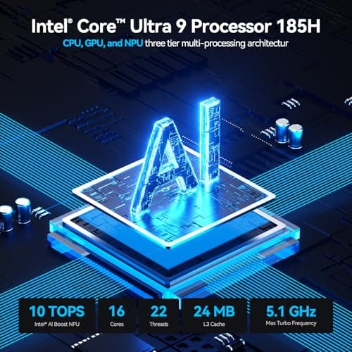 GEEKOM XT1 Mega AI Mini PC,14th Gen Intel Core Ultra U9-185H Processor (16C/22T,up to 5.1 GHz),32GB DDR5 2TB PCIe Gen4 SSD,Mini Desktop Computers Windows 11 Pro,WiFi 7/BT 5.4/Dual 2.5G LAN/USB4.0/8K