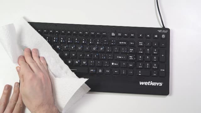 WetKeys "Rugged-Point Industrial-Grade Heavy-Duty Full-Size Washable Keyboard with Track-Pointer and ON/Off Switch (USB) (Black) | KBWKRC105SPi-BK