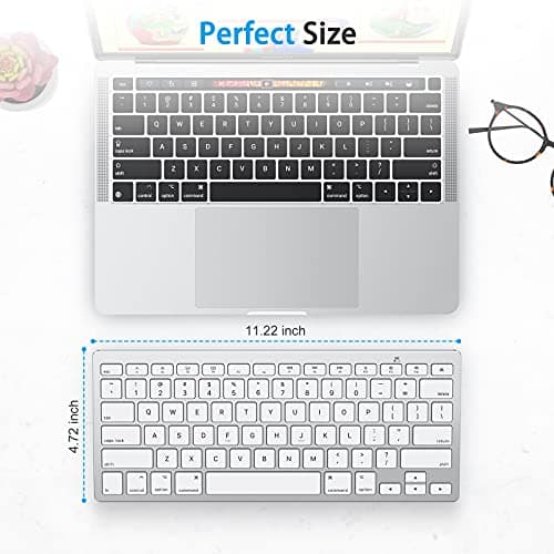 OMOTON Bluetooth Keyboard Compatible with Mac, Compact Wireless Keyboard Compatible with MacBook Pro/Air, iMac, Mac mini/Pro Laptop and PC (Silver)
